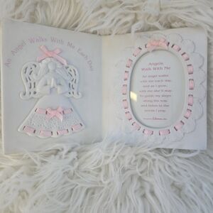 Precious Moments Pink White Collectible Vintage Angel Photo Card Holder